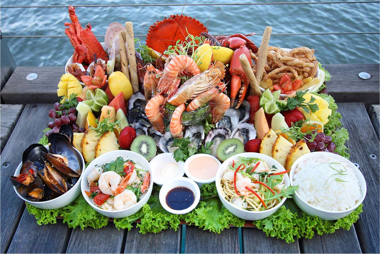 Тарілка з морепродуктами пазл онлайн