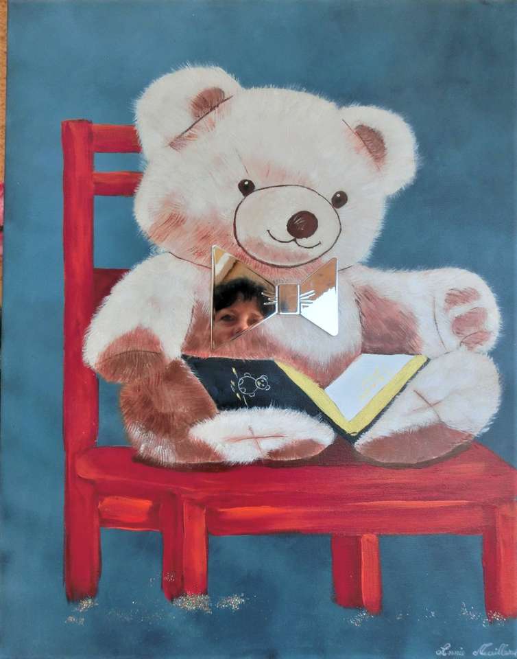 medvídek sedí na židli online puzzle