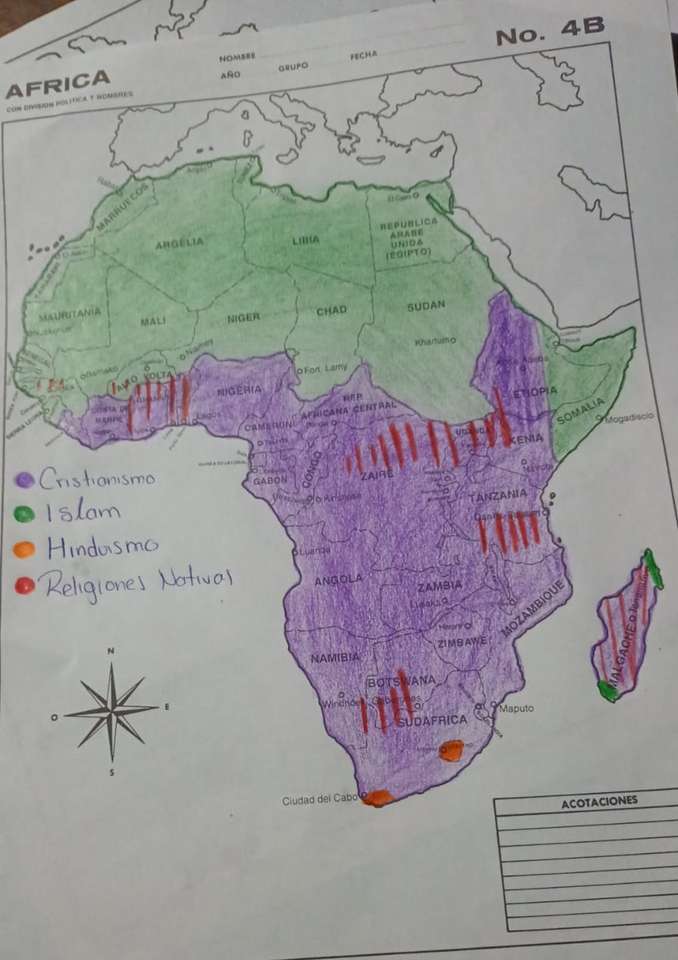 Карта на религиите в Африка онлайн пъзел
