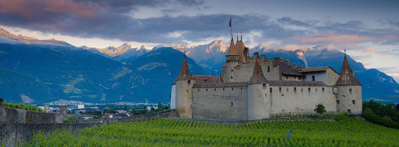 Castelo e vinhedo Suíça quebra-cabeças online