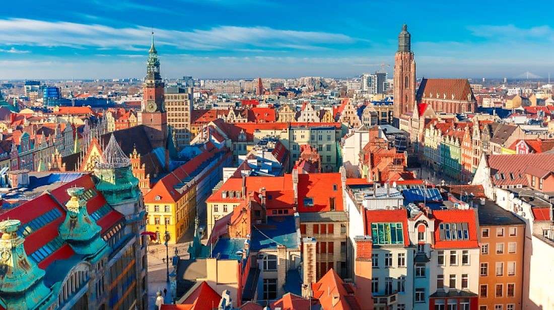 Staden Wroclaw i Polen Pussel online