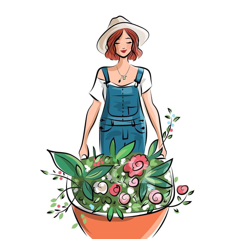 Gärtner, Blumen Online-Puzzle