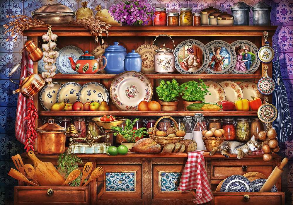 Souvenirs - La cuisine de notre grand-mère pleine d'épices puzzle en ligne
