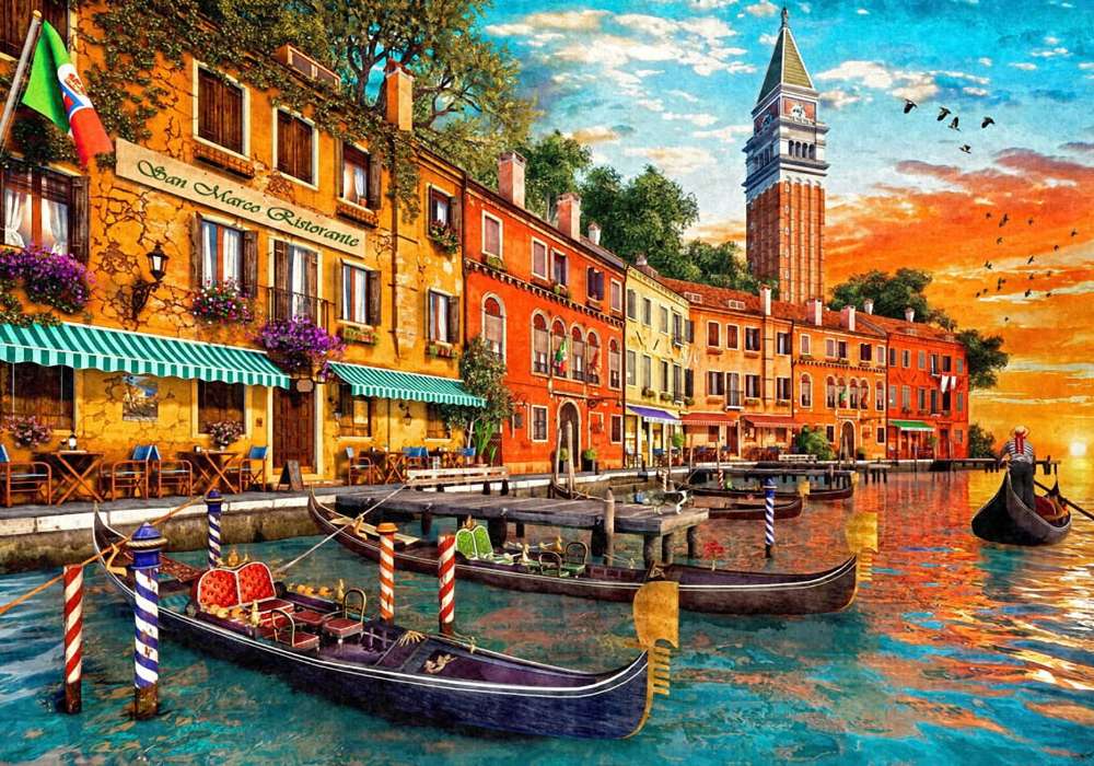 San Marco - charmante Uferpromenade mit Glockenturm Online-Puzzle
