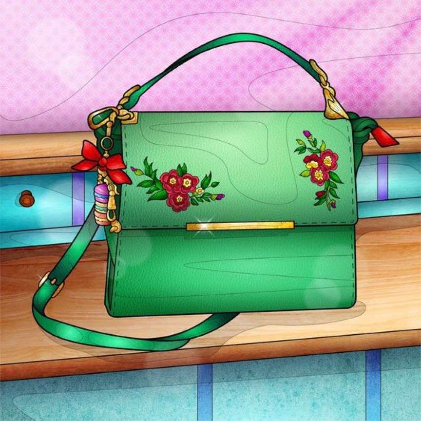 красива зелена дамска чанта онлайн пъзел