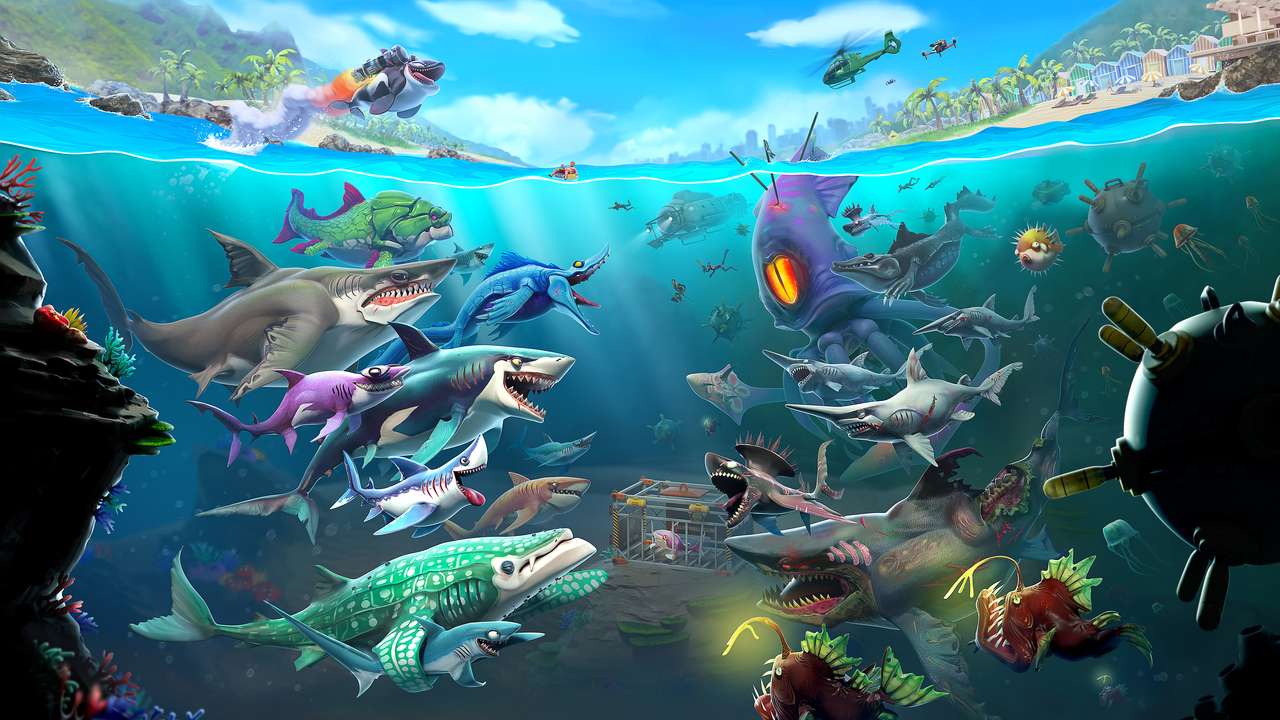 Il mondo degli squali affamati. puzzle online