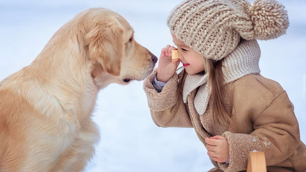 Mädchen mit einem Hund Puzzlespiel online