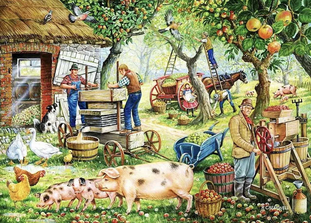 Die Produktion von Apfelsaft im Obstgarten ist köstlich Puzzlespiel online