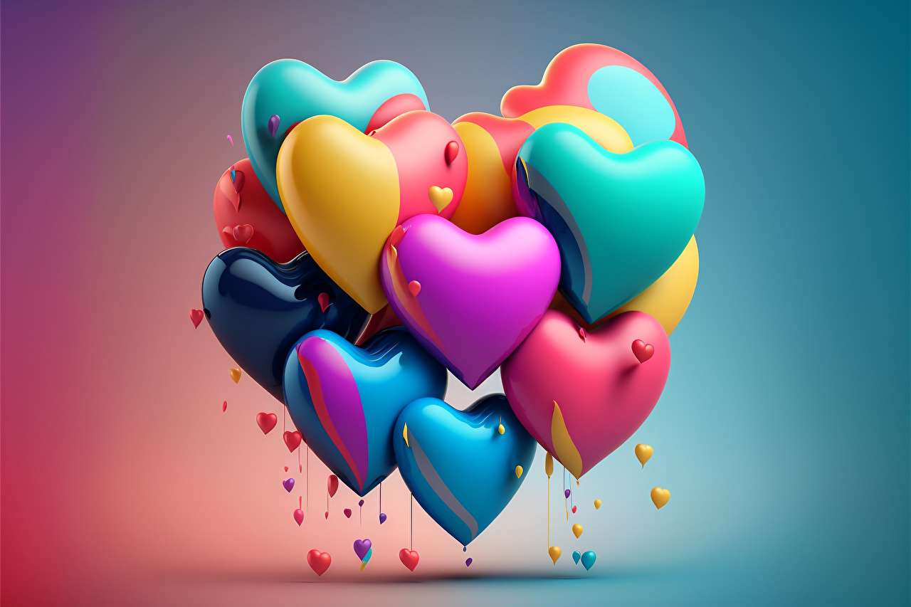 Цветни сърца онлайн пъзел