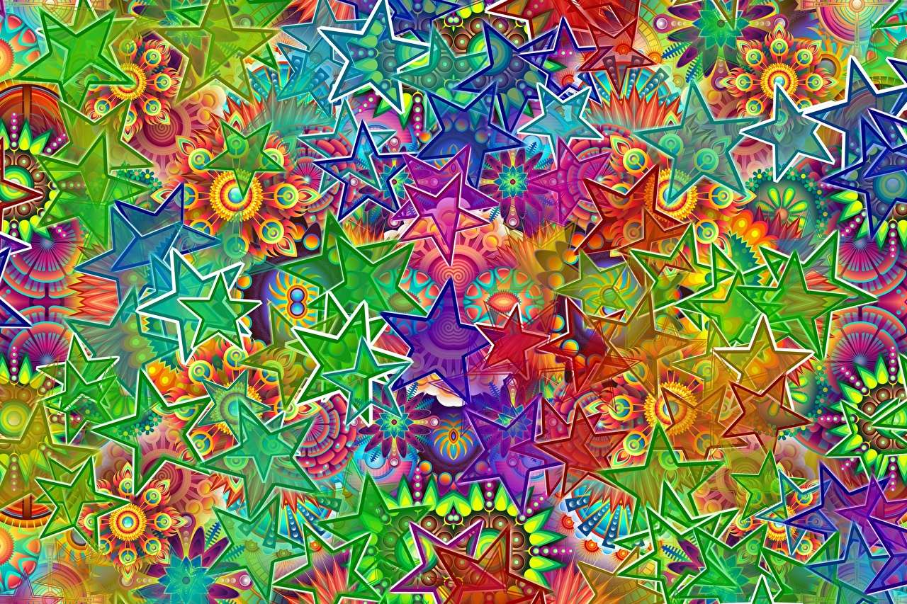 Abstraktion - färgglada stjärnor Pussel online