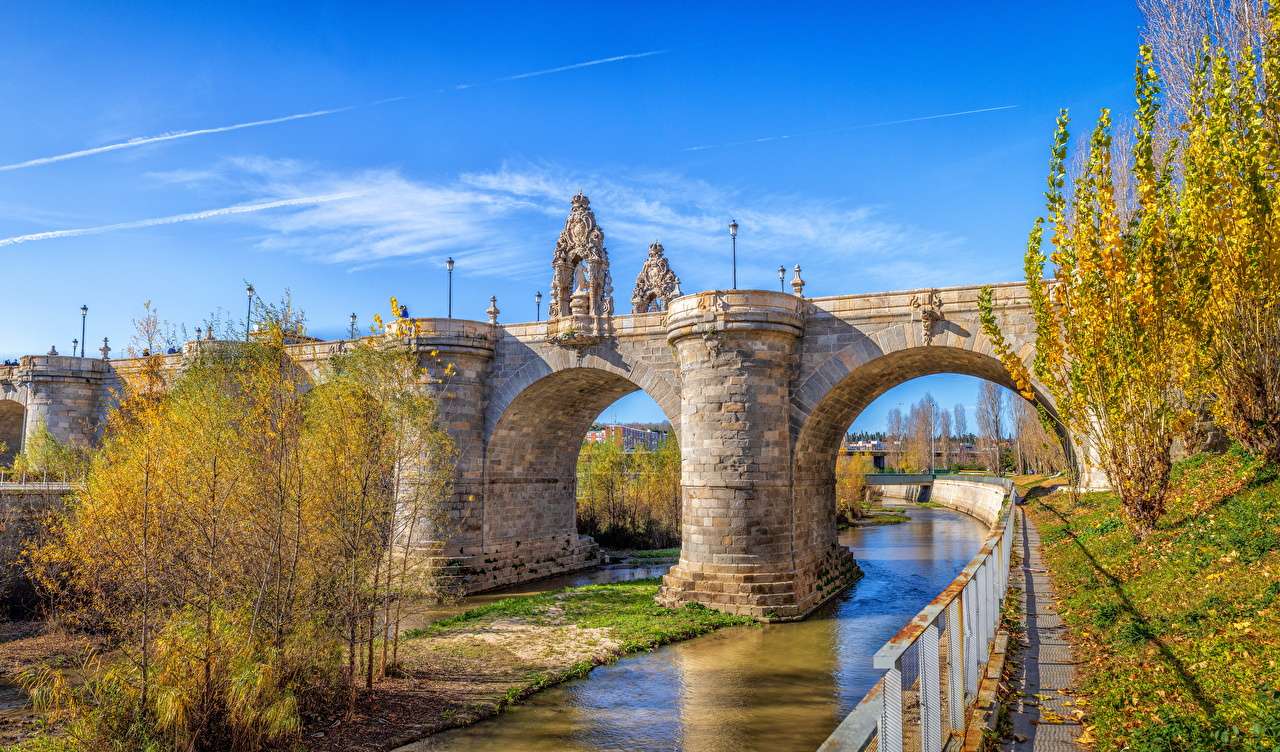 Мадрид - красив стар резбован мост на Толедо онлайн пъзел