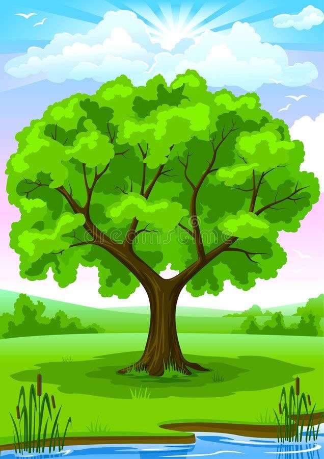 Дерево на галявини онлайн пъзел