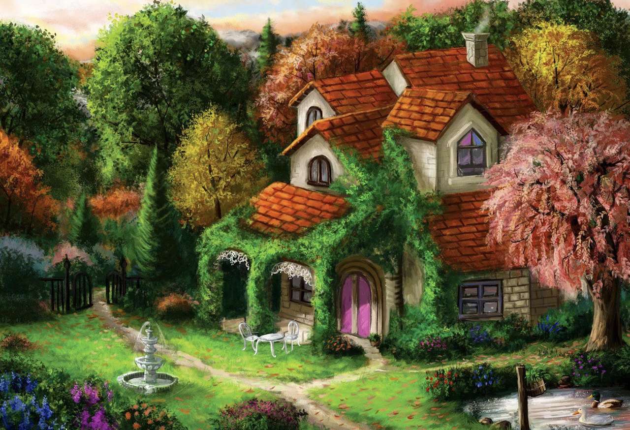 O casă minunată în pădure jigsaw puzzle online