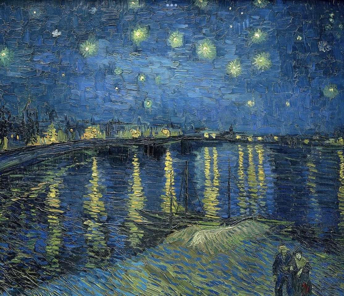 Noite estrelado sobre o Rhone. Van Gogh quebra-cabeças online