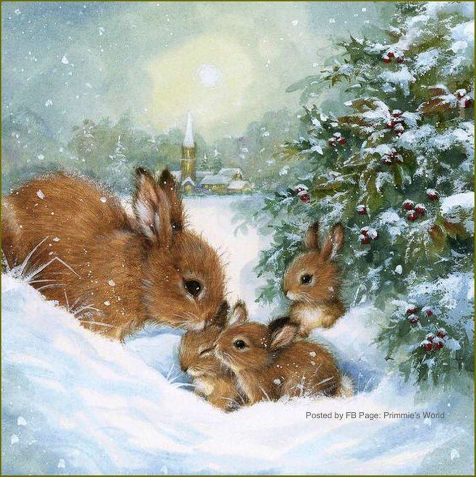 familia de conejos en la nieve rompecabezas en línea