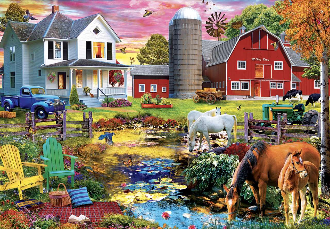 Schönes Picknick auf dem Bauernhof Online-Puzzle