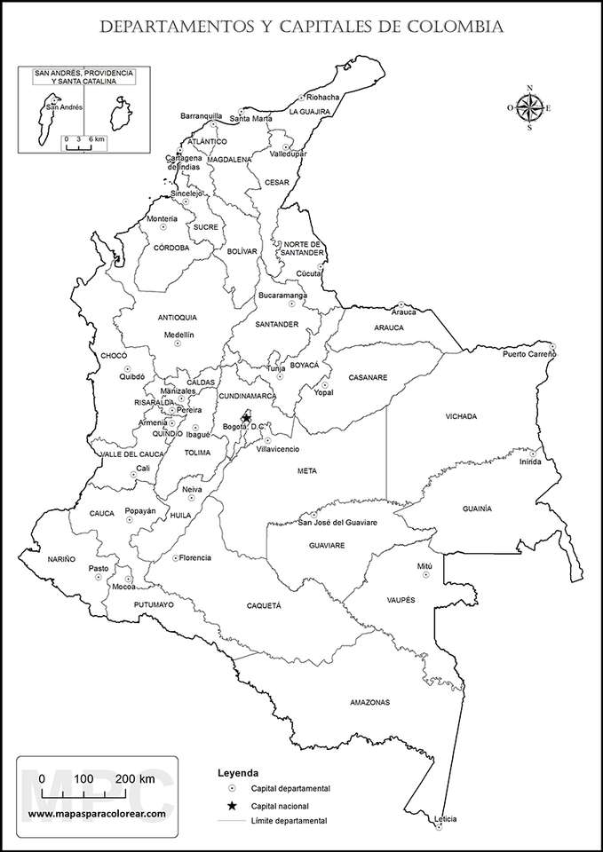 kaart van Colombia legpuzzel online