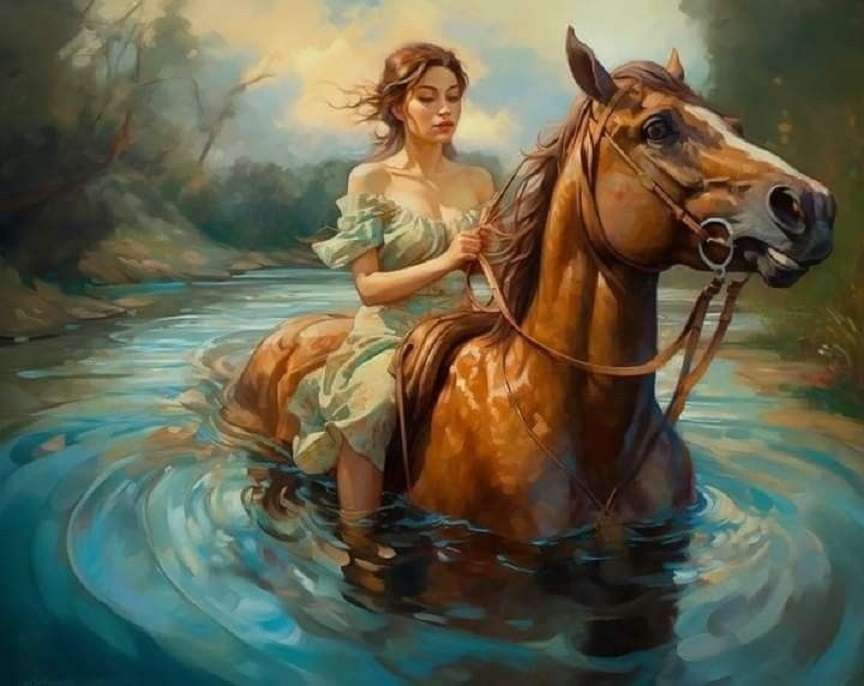 κορίτσι στο άλογο παζλ online