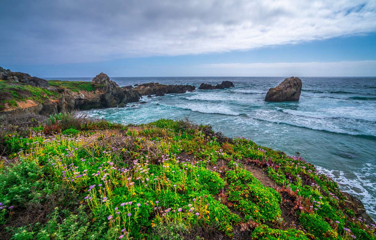 Kalifornia - gyönyörű kilátás az óceánpartra Big Surban online puzzle