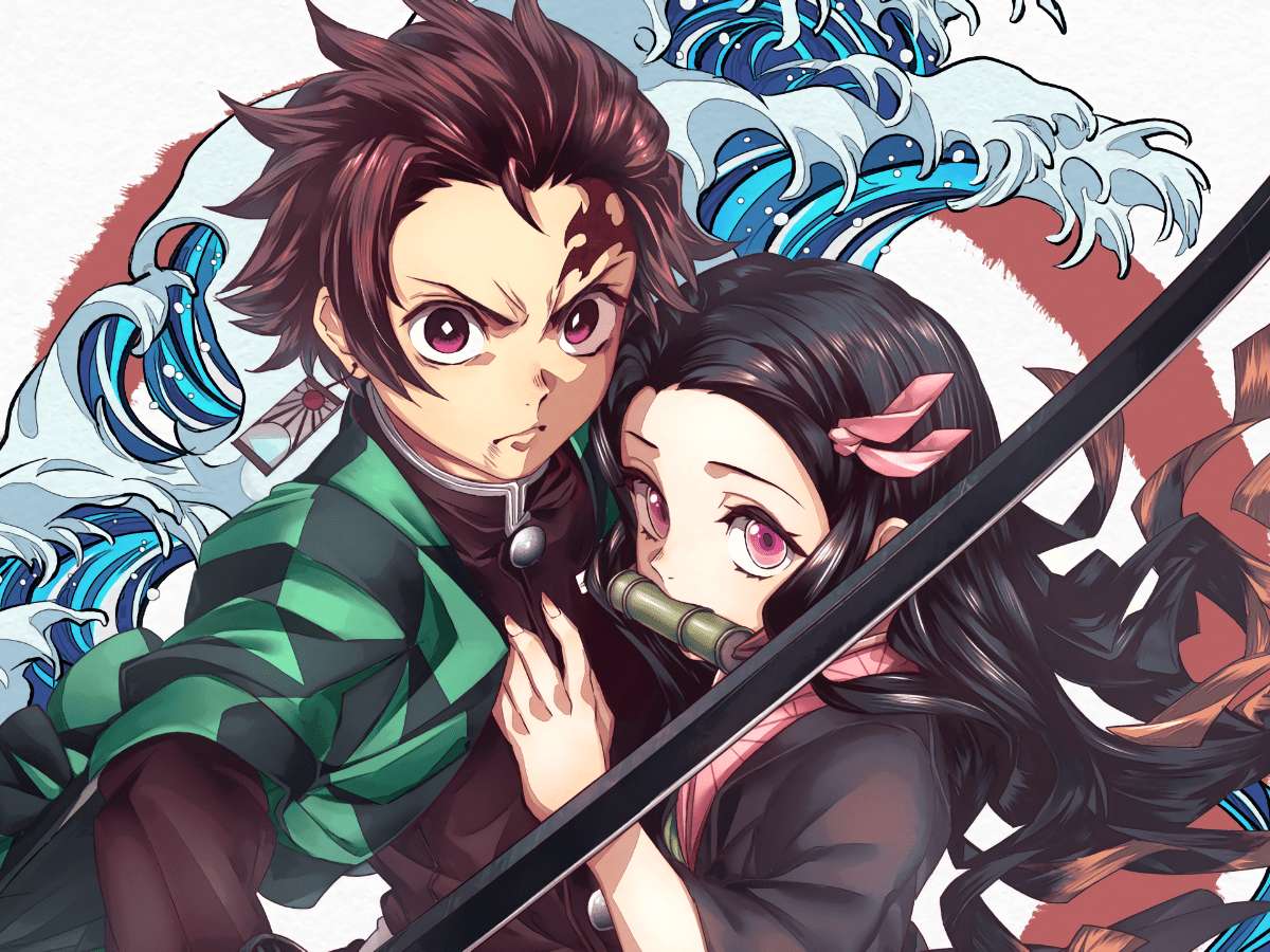 demondräpare. nezuko och tanjiro pussel på nätet