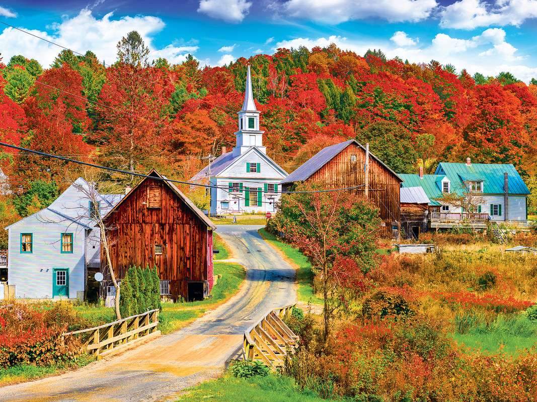 A beleza do outono em uma pequena vila puzzle online