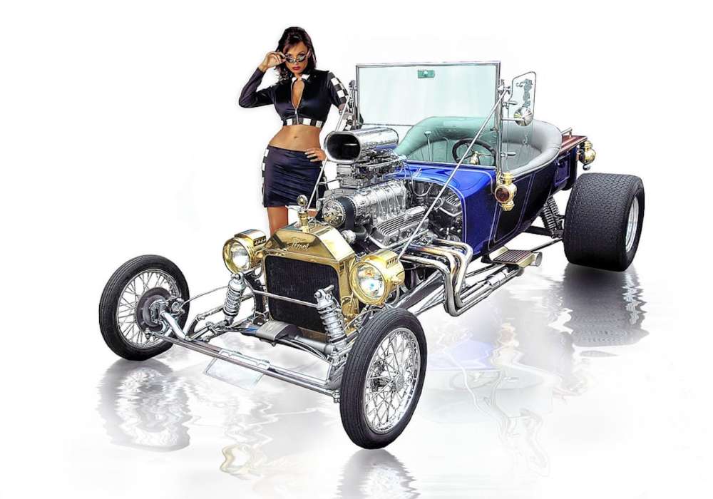 カスタムかわいいフォード V8 エンジン (ボンネットなし) ジグソーパズルオンライン