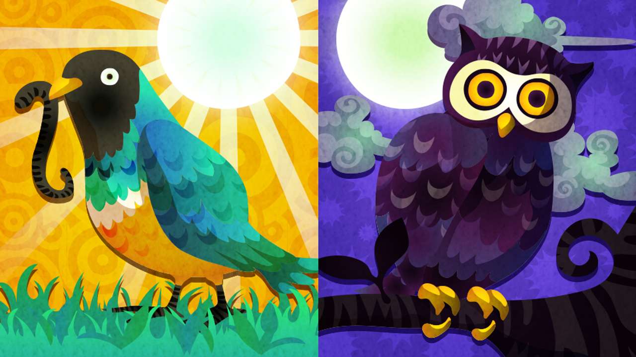 Early Bird vs. Bufnița de noapte jigsaw puzzle online