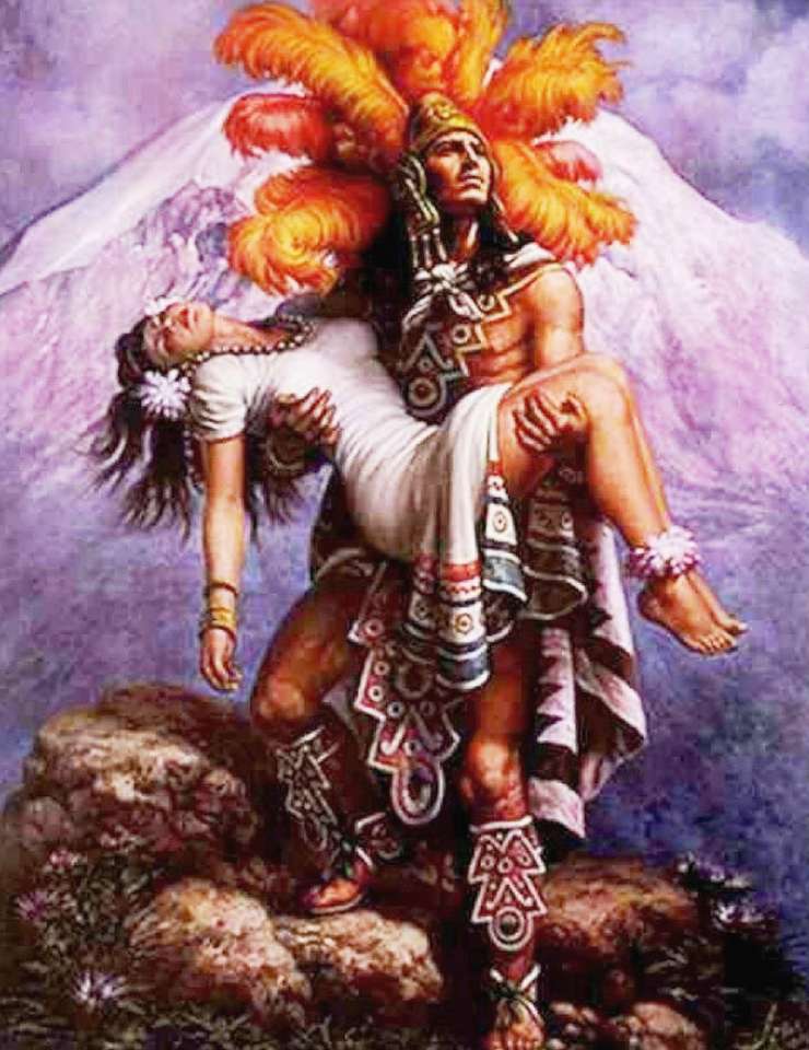 Den odödliga kärleken till Popocatepetl och Iztaccihuatl pussel på nätet