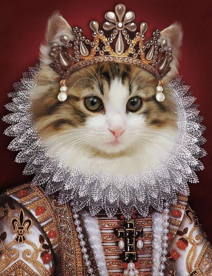 Elizabeth av England katt Pussel online