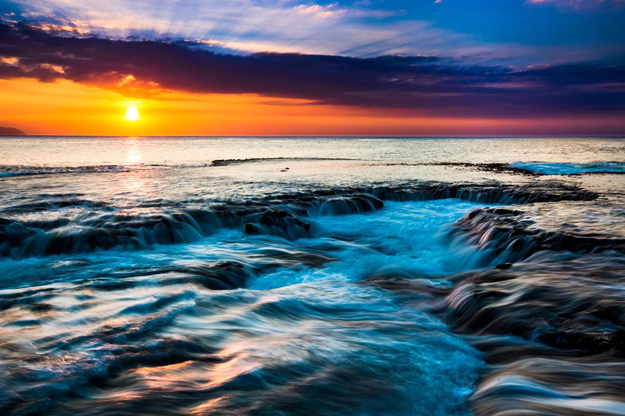 Гавайський захід сонця, красиві пейзажі пазл онлайн