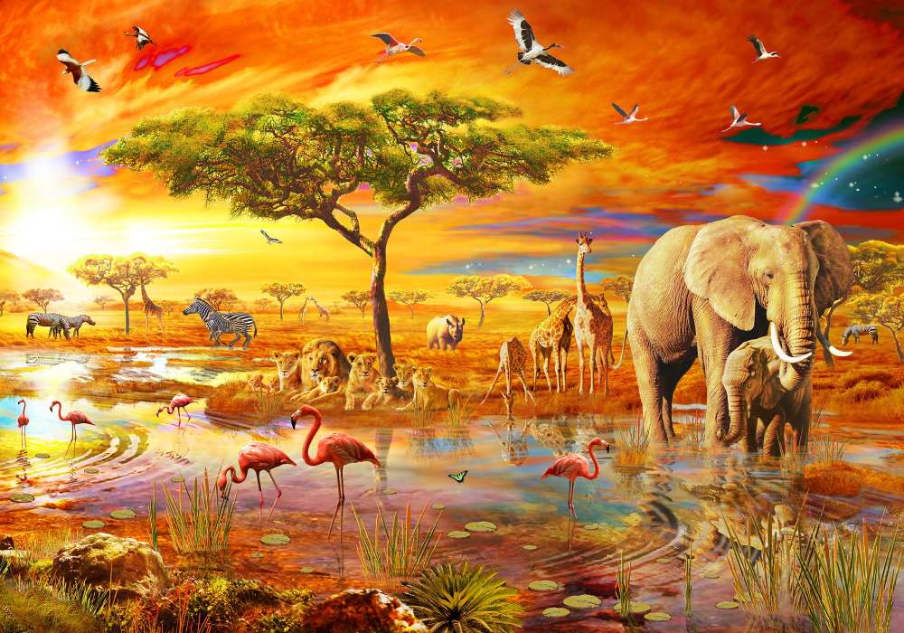 Wild Africa and its inhabitants jigsaw puzzle online