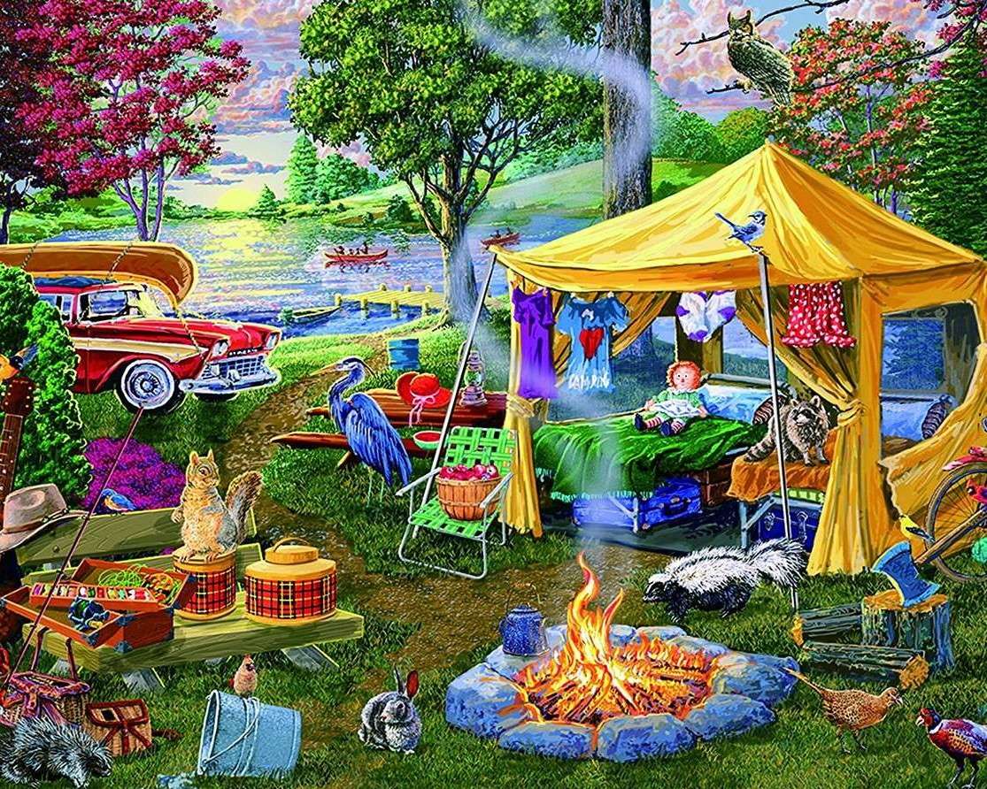 Picknick vid sjön pussel på nätet