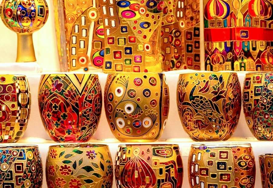 Sticla decorativa referitoare la stilul lui G. Klimt puzzle online