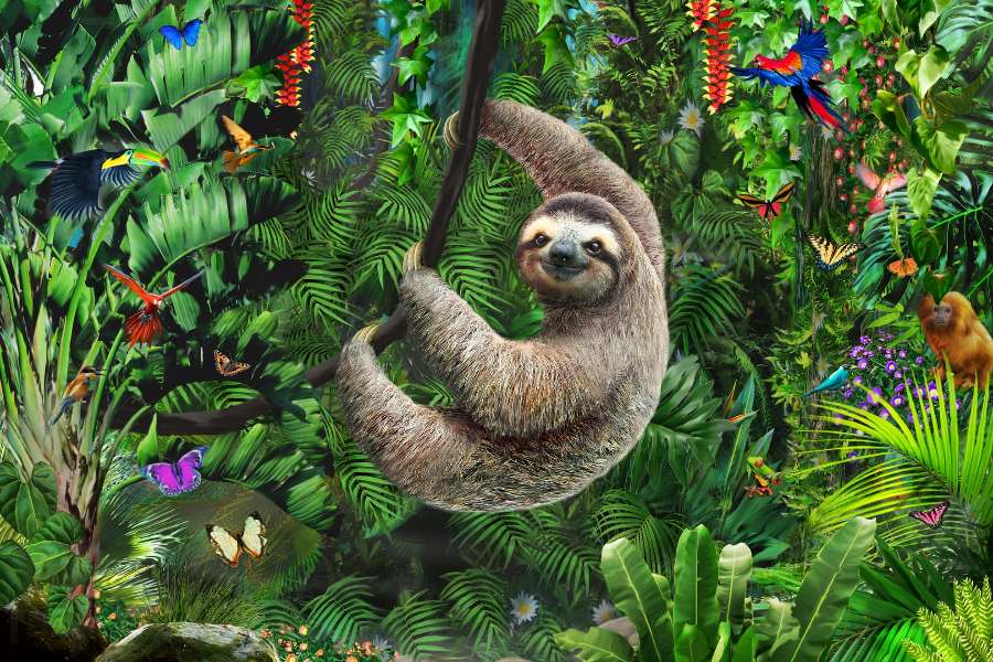 Ленивые джунгли листогрызущих ленивцев :) пазл онлайн