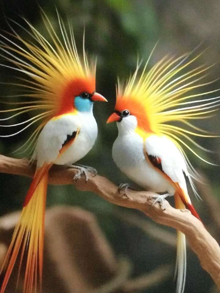 Δύο κίτρινα και πορτοκαλί πουλιά παζλ online