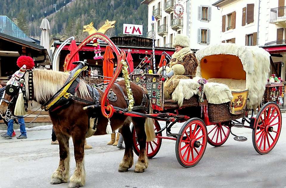 Άμαξα για τουρίστες στο Chamonix-Mont-Blanc παζλ online