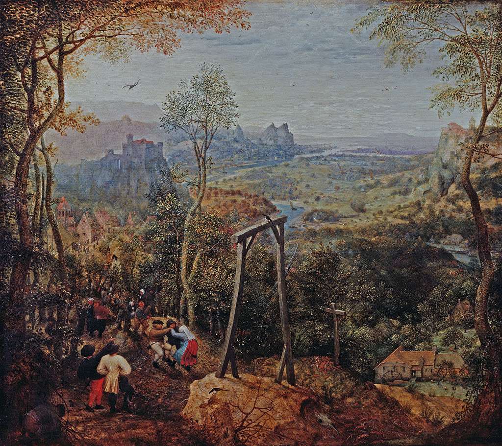 Pieter Bruegel cel Bătrân: Peisaj cu spânzurătoare jigsaw puzzle online