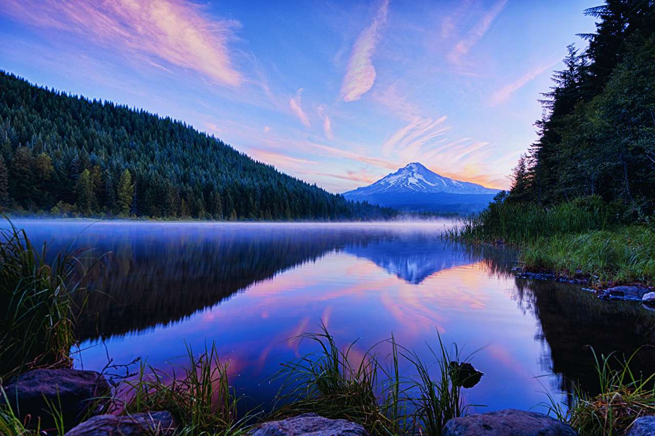 Oregon- hermoso paisaje del lago Trillium rompecabezas en línea