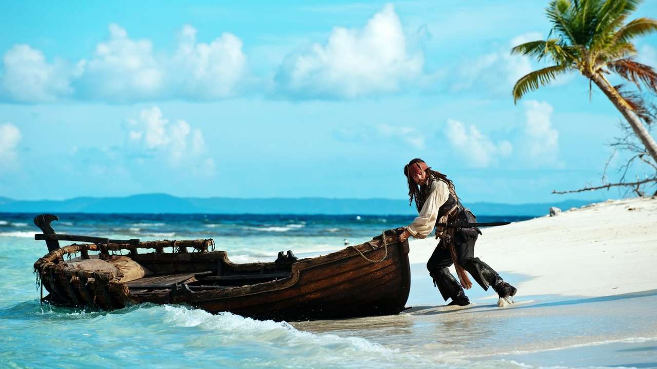 Пиратская лодка на необитаемом острове онлайн-пазл