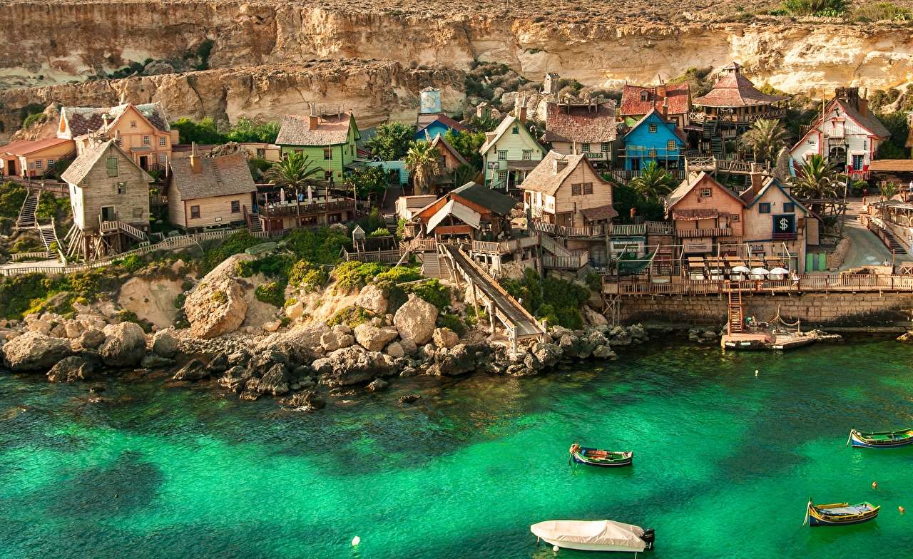 Malta Popeye Village - Charmant dorp online puzzel