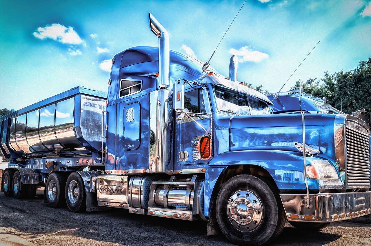 Синий грузовик онлайн-пазл