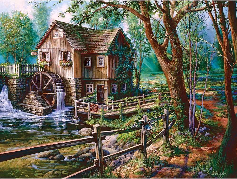 Wooden old mill jigsaw puzzle online