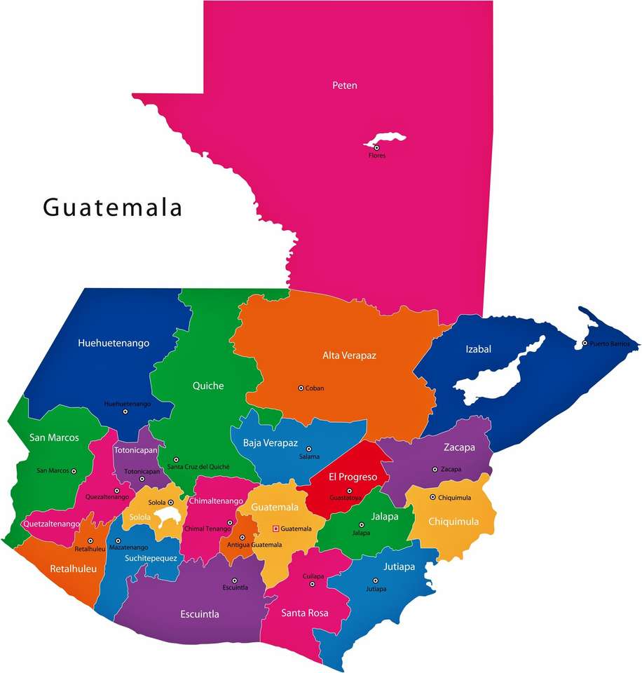 Mapa departementů Guatemaly skládačky online