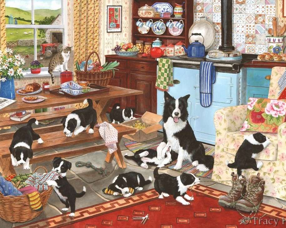Cachorros na cozinha quebra-cabeças online