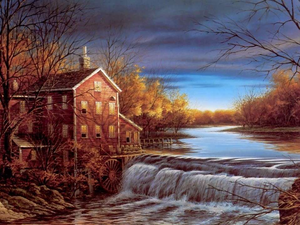 Rivière qui coule le soir puzzle en ligne