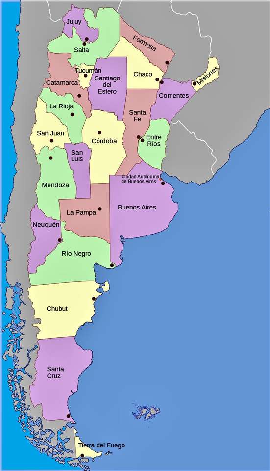 Carte politique de l'Argentine puzzle en ligne