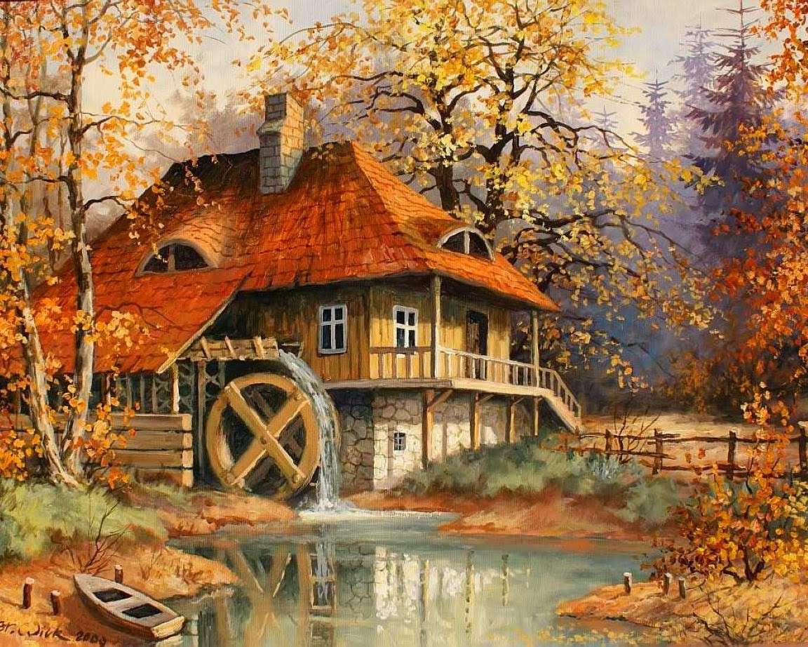 Watermill in the forest online puzzle