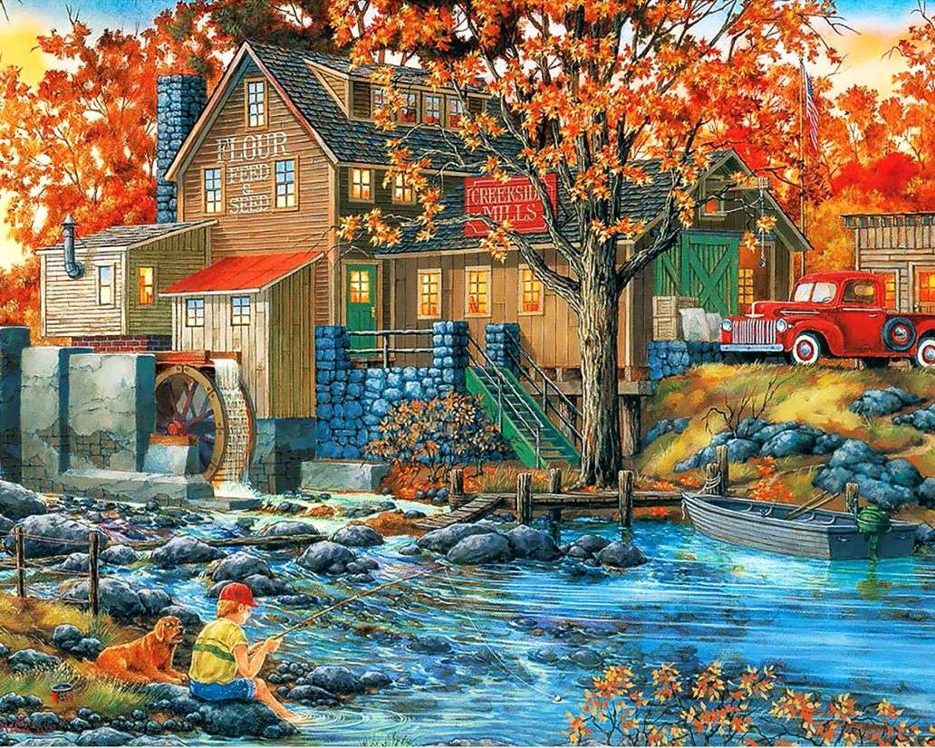 Fishing by the stream jigsaw puzzle online