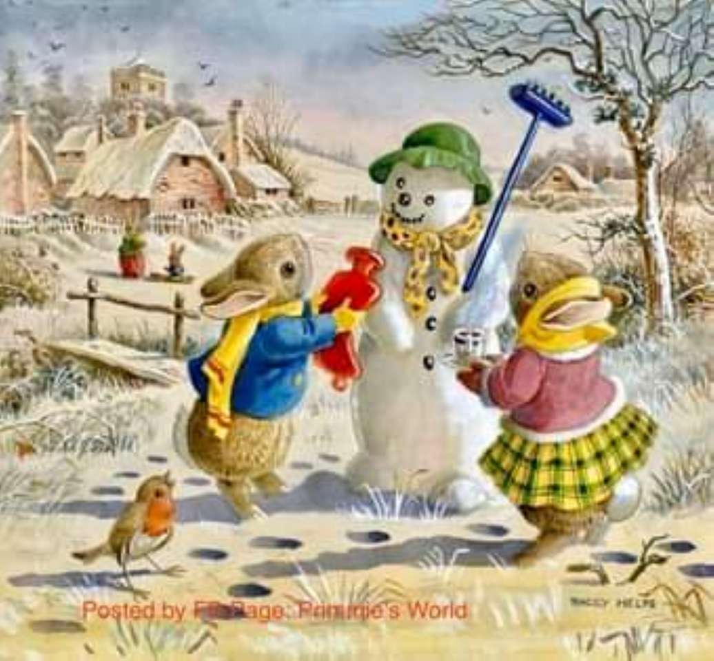ウサギと雪だるま オンラインパズル
