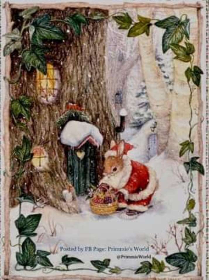 mr. santa claus rabbit passes with his presents online puzzle